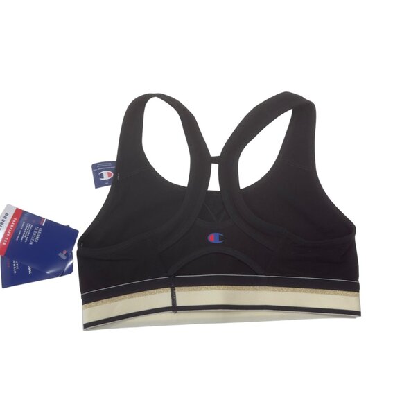Champion Double Dry Sports Bra With Racerback Design & Gold Logo Size S Black - Picture 5 of 9